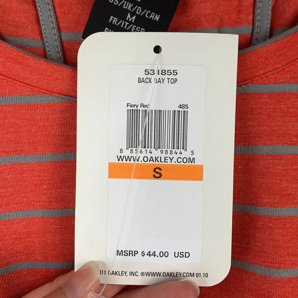 NWT Oakley pinkish orange striped long sleeve top sz sm - Picture 4 of 7